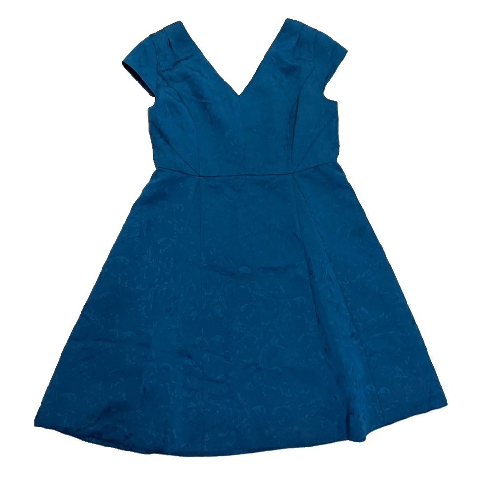 Alex Marie Women's Size 14 Teal Blue Jacquard Fit & Flare Sleeveless Dress